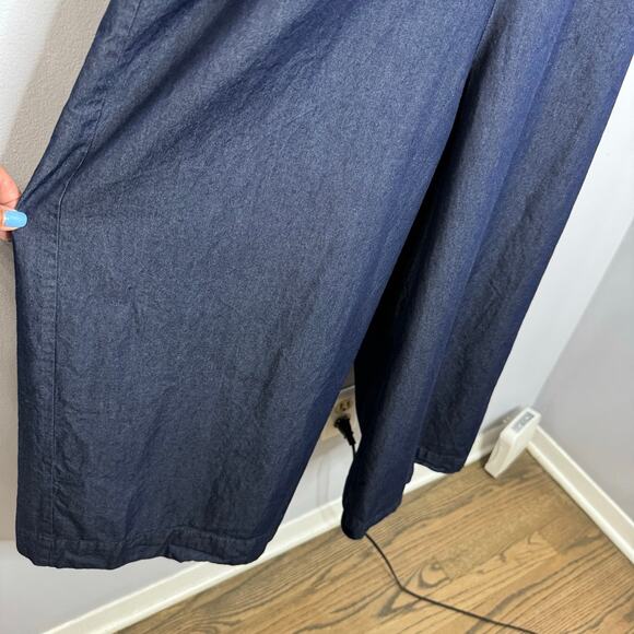 Tibi Jumpsuit Wide Leg Cropped Chabery Sleeveless Chambray Casual Wardrobe Sz 10 - Picture 6 of 14